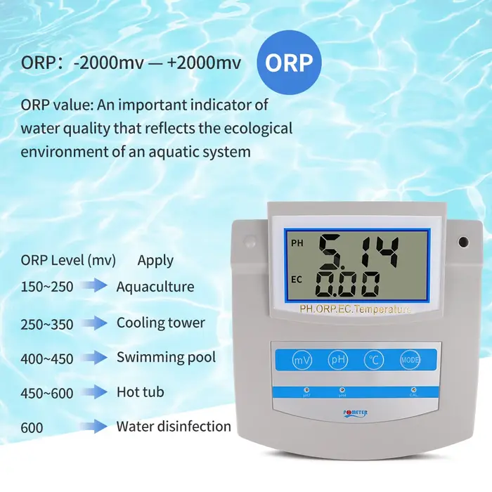 Testeur de qualité de l'eau PH/TDS/EC/ORP/CF/Temp 6 en 1