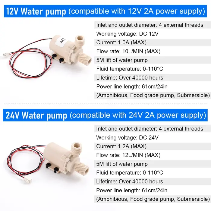Pompe à eau solaire DC 12V/24V 5M