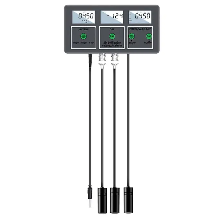 Vente au détail! Testeur de qualité de l'eau 8 en 1pH/ORP/EC/TDS/SALT/S.G/CF/Tempé