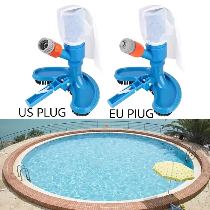 Aspirateur de piscine portable en forme de croissant bleu, nettoyeur sous-marin à jet avec brosse, a
