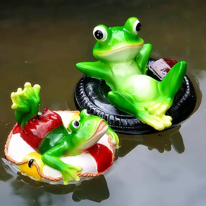 Statue de grenouille flottante en résine créative