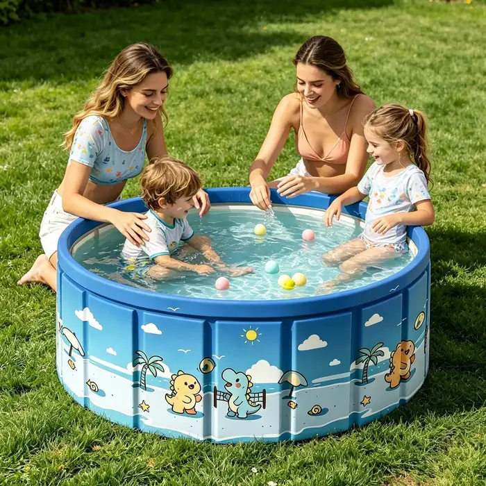 Piscine pliable antidérapante de 90/120/160 cm avec tuyau de vidange, baignoire extérieure pliable, piscine antidérapante pour enfants, piscine pour enfants
