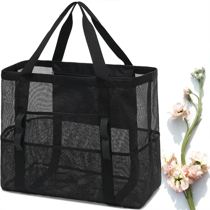 Sac de plage en maille imperméable et résistant au sable, grand fourre-tout de piscine pour femmes, 