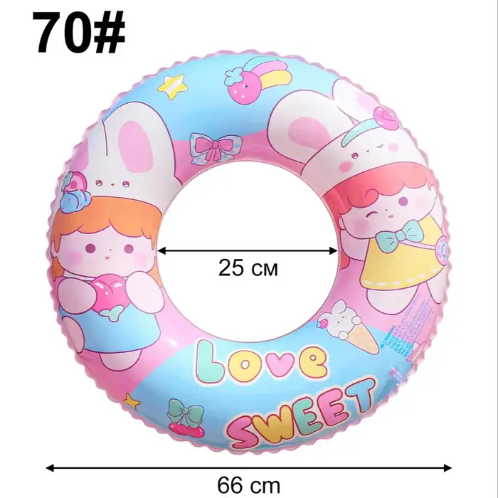 Bouée gonflable transparente en PVC à paillettes motif dessin animé mignon pour piscine et plage, po