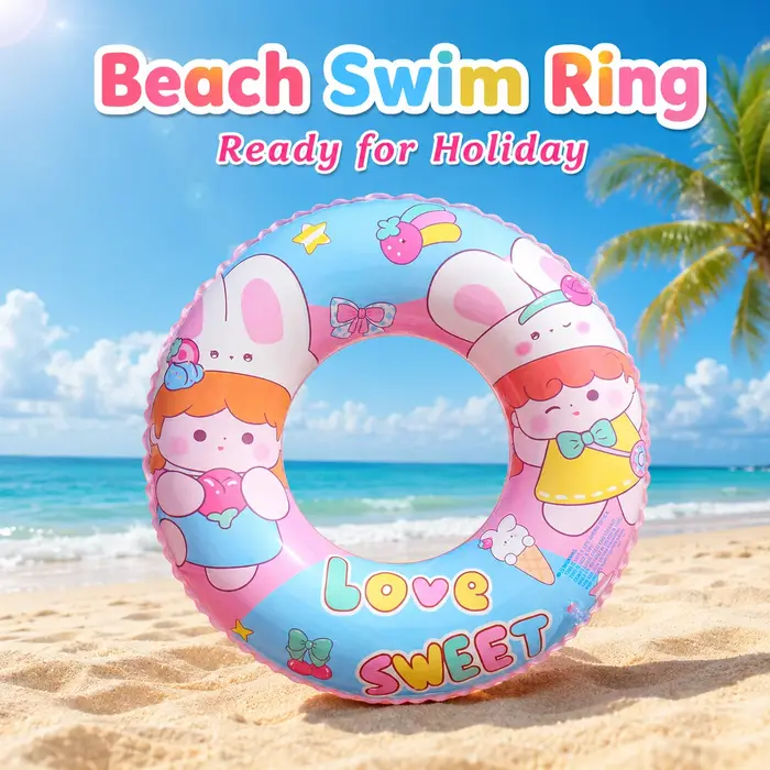 Bouée gonflable transparente en PVC à paillettes motif dessin animé mignon pour piscine et plage
