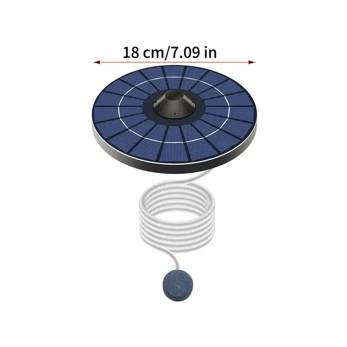 Aérateur solaire pour bassin 2,5 W, pompe à air portable avec tuyau d'air de 1,5 m, kit d'aérateur f