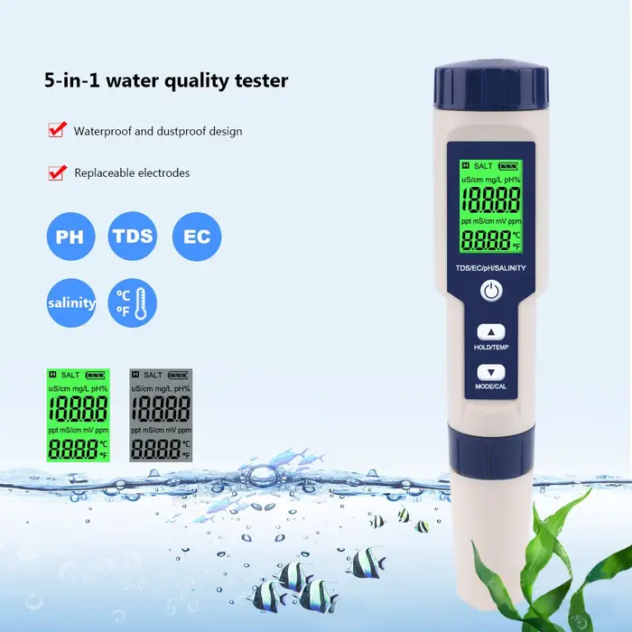 Testeur de PH/EC/TDS/salinité/température 5 en 1