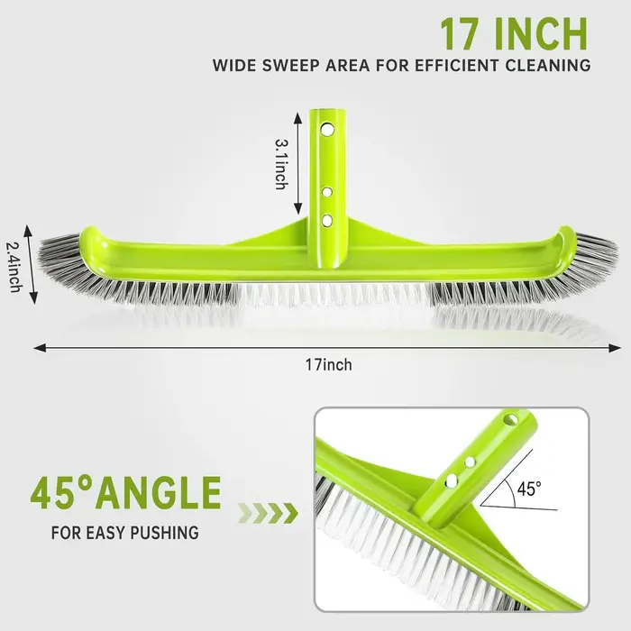 Brosse de piscine, tête de brosse de piscine à bord incurvé de 17
