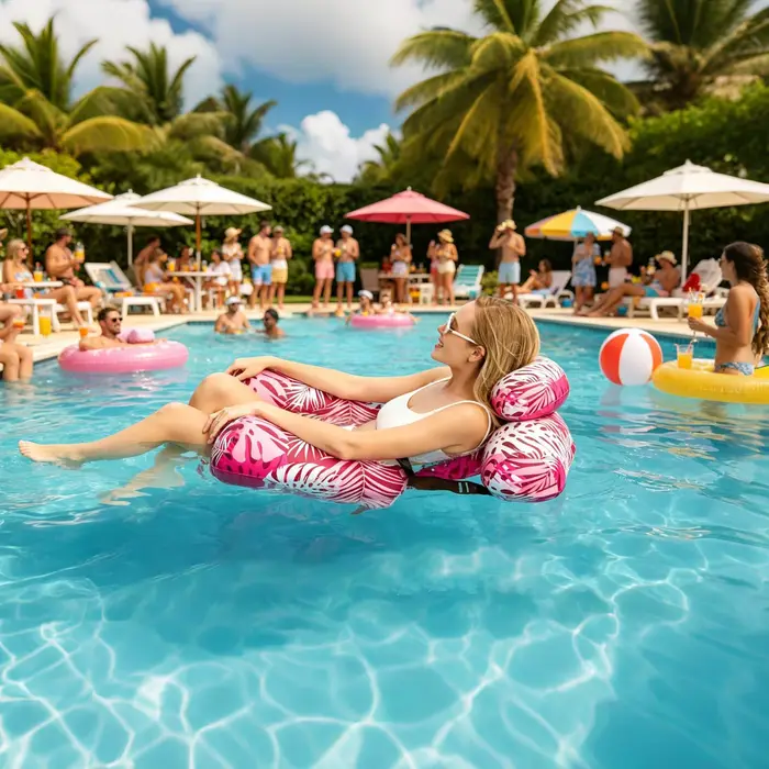 Chaise longue gonflable robuste pour piscine