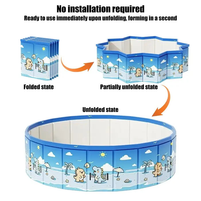 Piscine pliable antidérapante de 90/120/160 cm avec tuyau de vidange