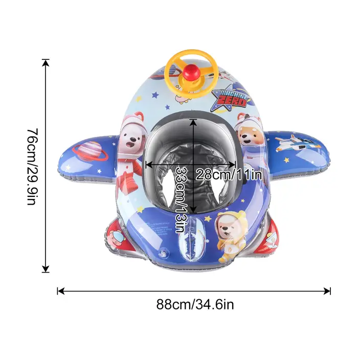 1PC Bouée gonflable en PVC pour piscine, motif dessin animé spatial, avec volant, pour piscine et pl