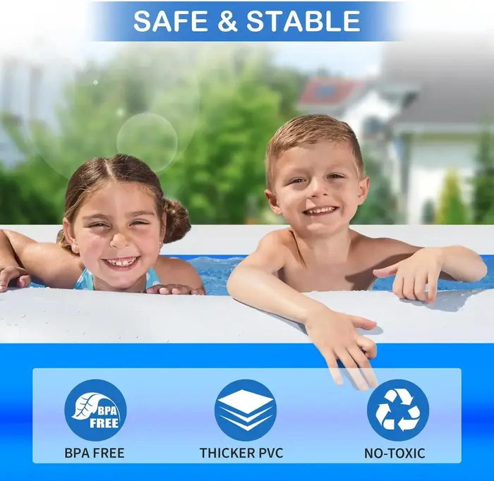 Kiddie Piscine Extra Large Salon familial gonflable au-dessus du sol Centre de bain Grand Parfait pour l'été en plein air.
