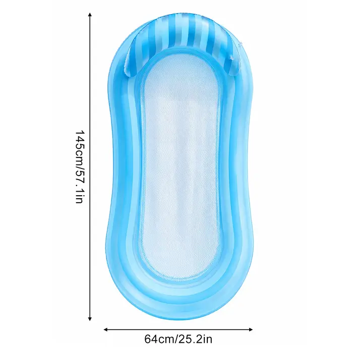 1PC Transat gonflable pour piscine, hamac de piscine en maille avec appui-tête, flotteurs et radeaux