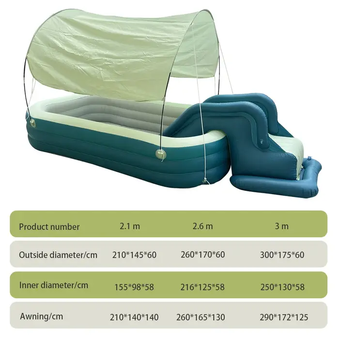 Famille de piscine gonflable pliable épaissie avec toboggan