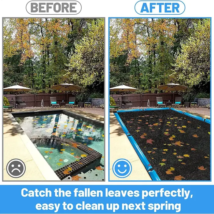 Couverture de piscine en filet anti-feuilles