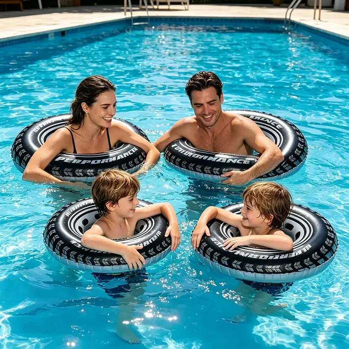 En stock – Nouveauté été 2026 : Bouée de piscine en forme de pneu