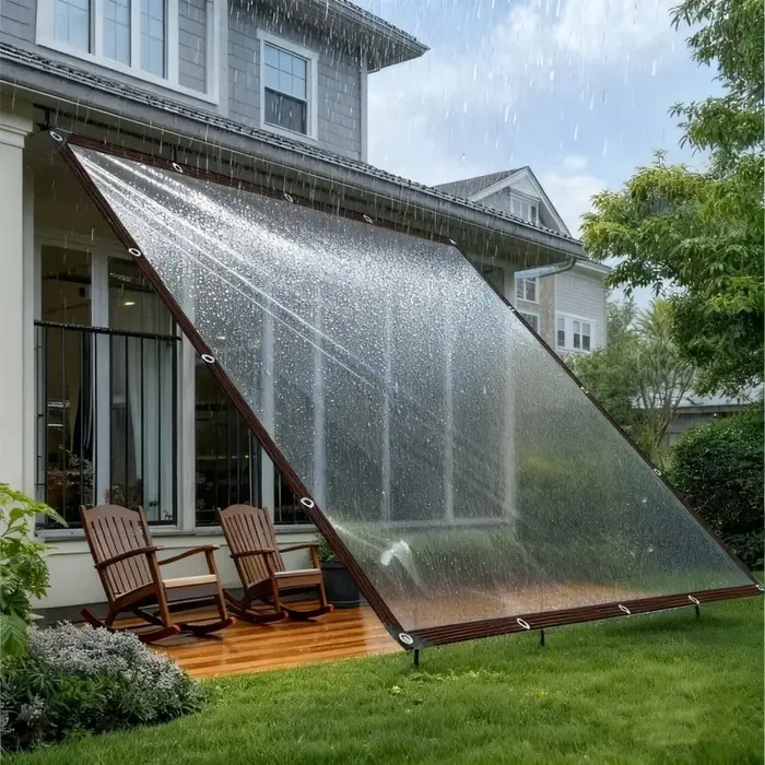 Bâche transparente imperméable avec œillets