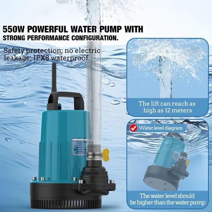 Pompe submersible au lithium 21V