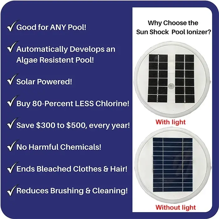 Purificateur ioniseur de piscine à énergie solaire