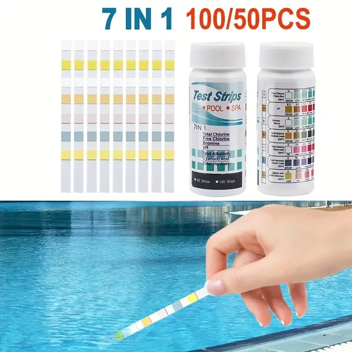7-en-1 50/100 pièces piscine PH bande de Test valeur du chlore alcalinité dureté