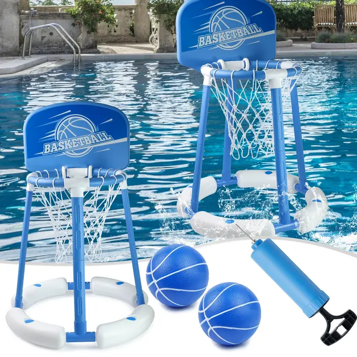 MQUDUO Ensemble de jeu de basket-ball portable pour piscine avec 2 ballons
