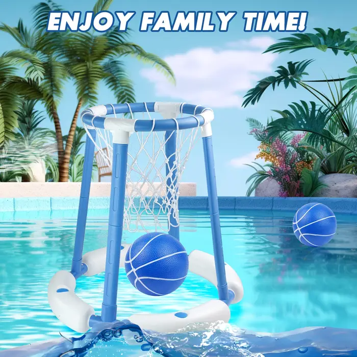 MQUDUO Ensemble de jeu de basket-ball portable pour piscine avec 2 ballons