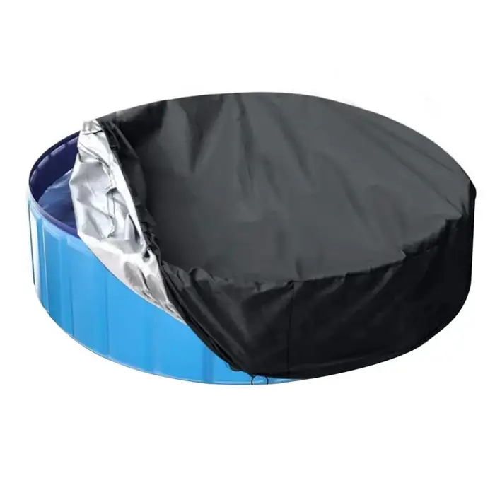 Couverture de piscine ronde pliable avec cordon de serrage, 122/160/190cm, tissu Oxford anti-poussiè