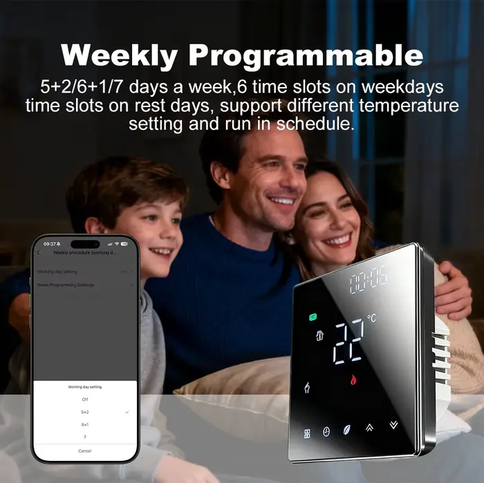 Thermostat intelligent WiFi MANHOT pour chauffage au sol (eau/électrique) et chaudière à gaz