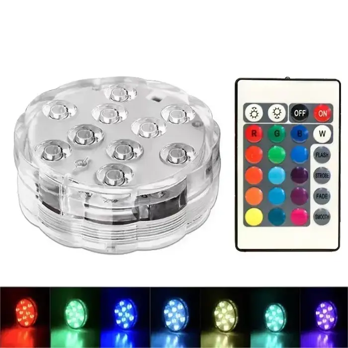 Lampe LED Submersible pour Piscine avec Télécommande, Étanche IP68, 16 Couleurs Changeantes, Aliment
