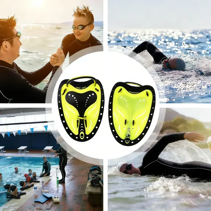 1 paire de pagaies plates professionnelles pour l'entraînement à la natation