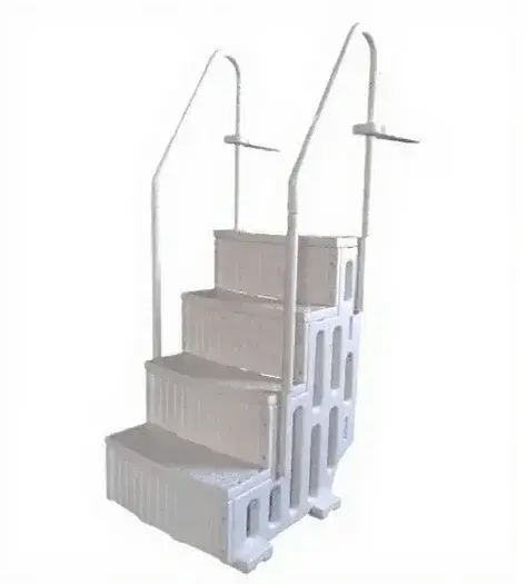 Échelle de piscine hors sol en plastique avec barrière de sécurité, marchepied gonflable robuste pou