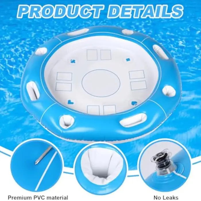 Table flottante gonflable pour piscine, support pour nourriture et boissons, pour jeux et divertissements aquatiques