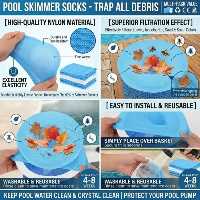Sac filtrant réutilisable pour piscine