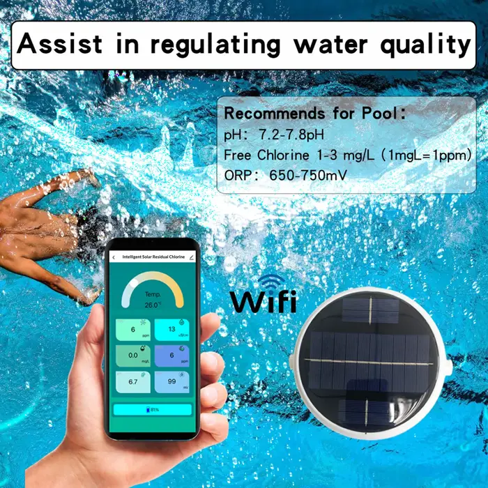 Testeur de qualité de l'eau solaire flottant pour piscine