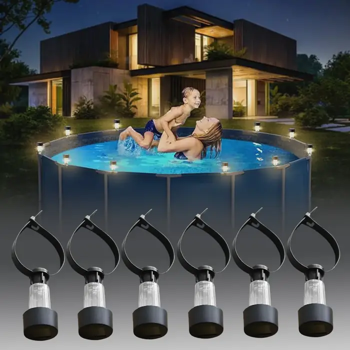 Cadre de lumière solaire pour piscine, 6 paquets au sol, pour piscine extérieure, clôture, accessoir