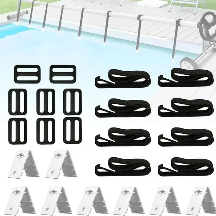 Ensemble de bobines de couverture de piscine, bobine de rangement, Kit de clips de sangle de fixatio
