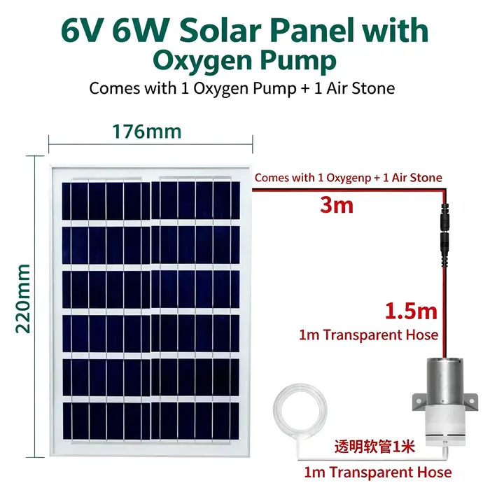 Pompe à oxygène solaire pour bassins de poissons extérieurs, rechargeable, augmentant l'oxygénation 
