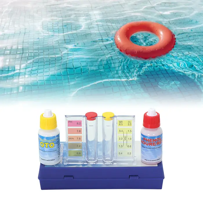 Kit de test de la qualité de l'eau de piscine : Solution de détection du pH et du chlore résiduel avec bandelettes et outil de mesure