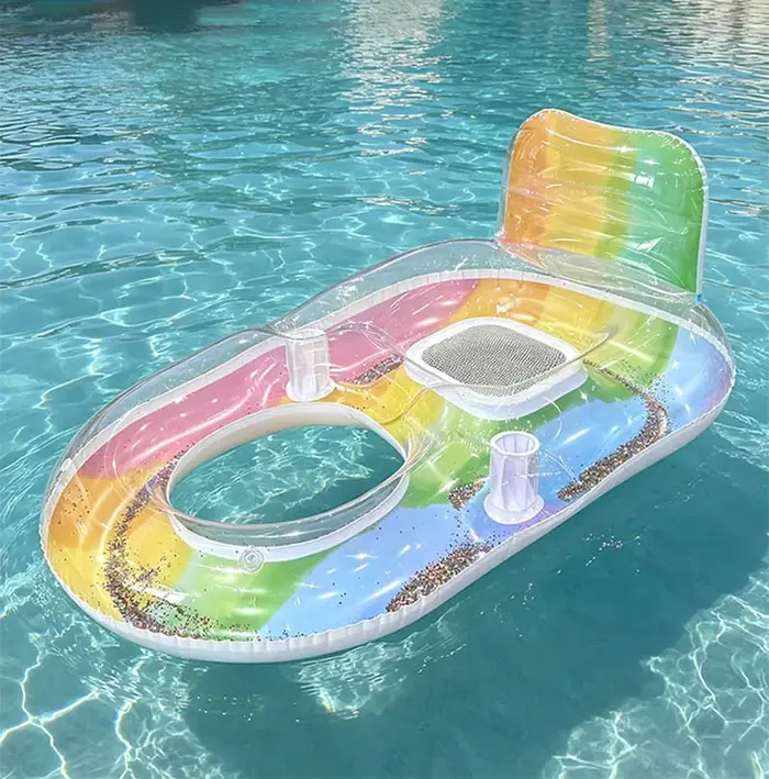 Canapé gonflable d'été pour piscine avec porte-gobelet