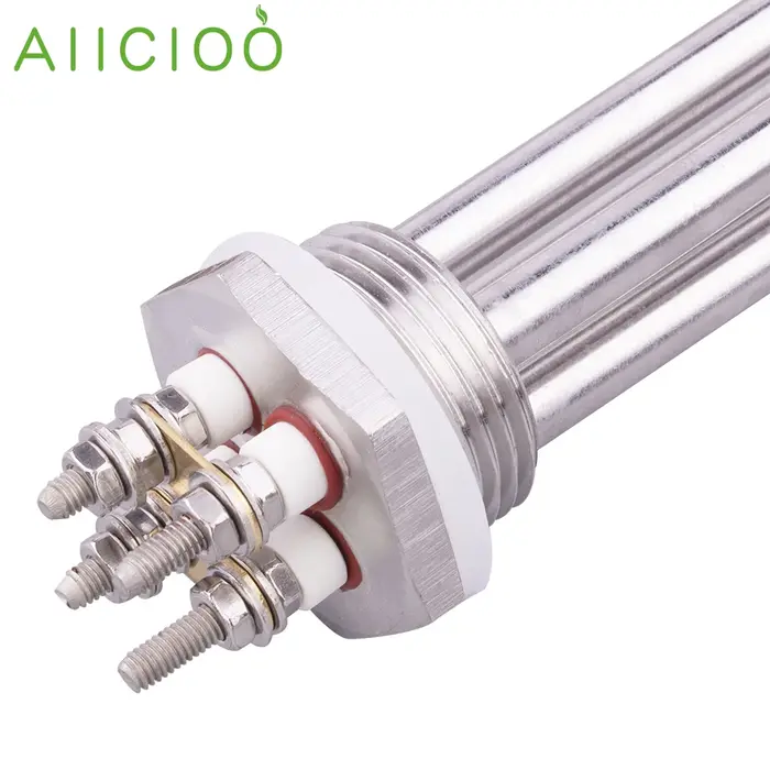 AIICIOO 48V élément chauffant DN25 1 pouce BSP Immersion eau solaire tubulaire chauffage électrique 1500W/1800W/2400W/2700W/3000W/SUS304