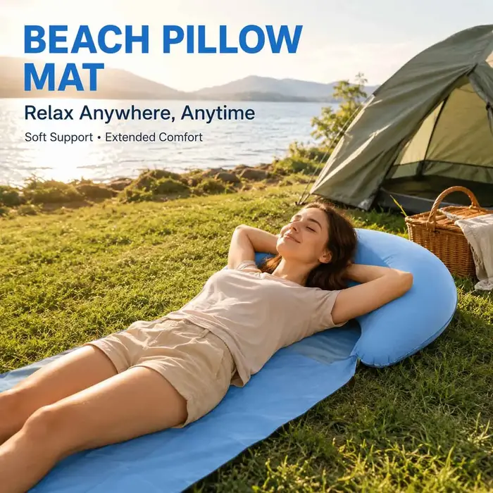 1 tapis de plage avec oreiller gonflable