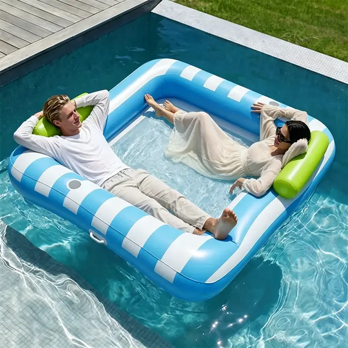 1 pièce Matelas flottant gonflable rayé pour piscine