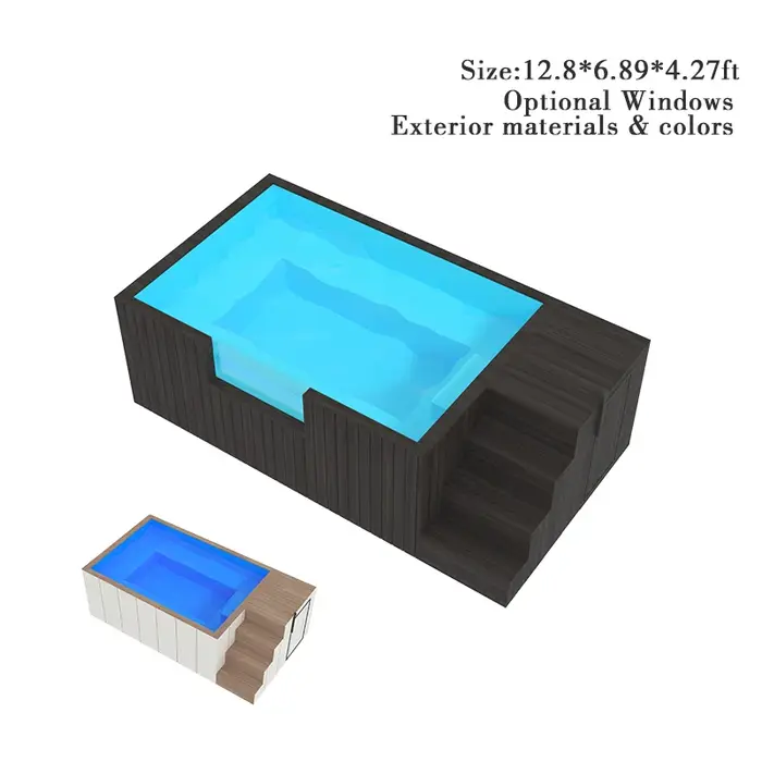 Piscine familiale hors-sol en fibre de verre transparente avec fenêtre en verre, aire de jeux aquati