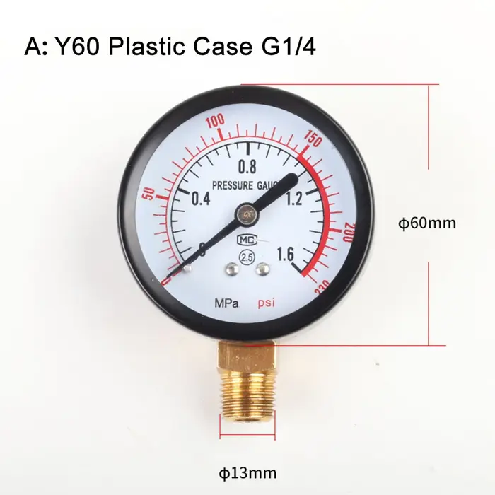 Jauge de pression d'eau de filtre de piscine, compteur pour compresseur d'air, pièces de pompe à air