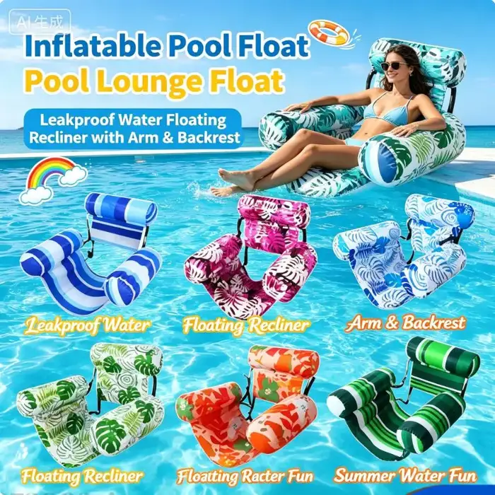 Matelas Gonflable Flottant Pliable 3 Tubes pour Piscine et Plage – Chaise Longue Aquatique pour Sports Nautiques Estivaux