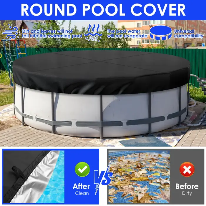 Couverture de piscine ronde avec cordon de serrage