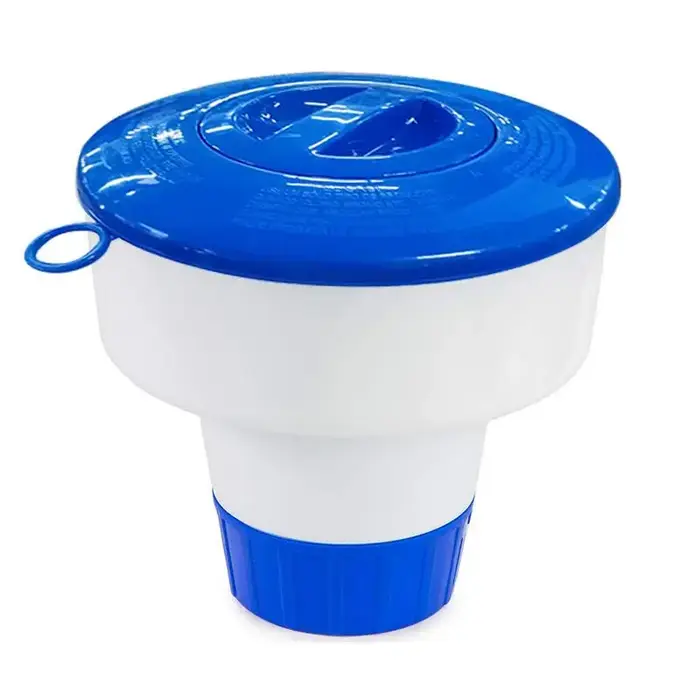 Grandes outils de nettoyage de piscine de luxe de 8 pouces, distributeur de chlore, bleu et blanc, o