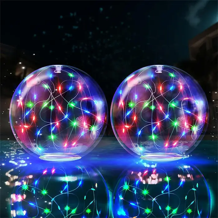 1 pièce de lumières flottantes féériques pour piscine, à énergie solaire, gonflables, étanches, boul