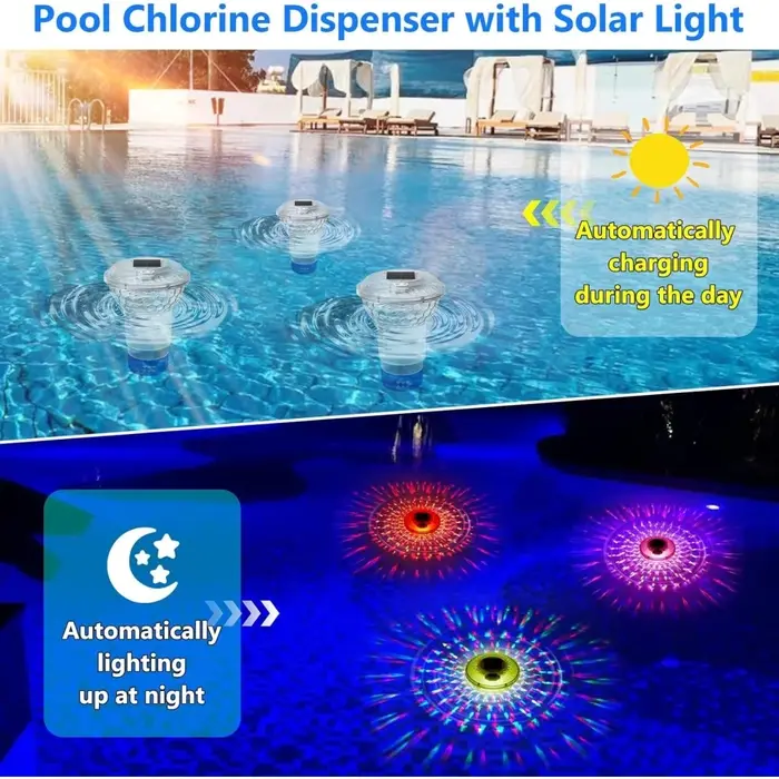 Lumière solaire flottante de chlore de piscine