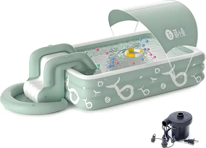 Piscine gonflable avec auvent et toboggan